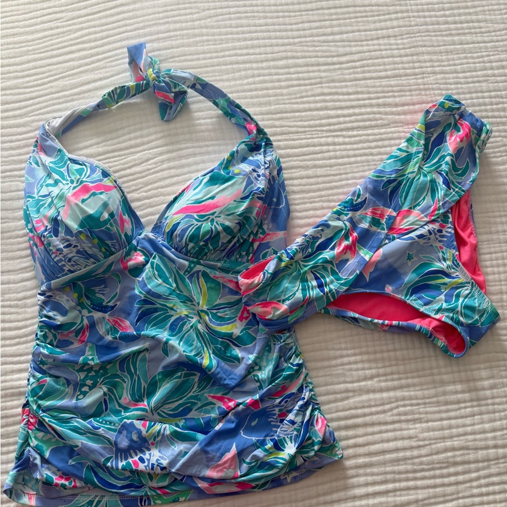 Lilly Pulitzer Blue and Pink Floral Bikini